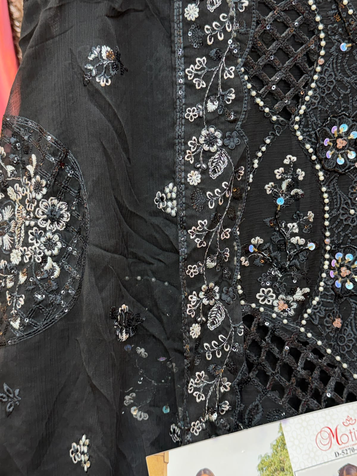 1442 Motifz Unstitched Partywear - Black