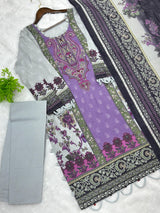 851 Readymade Pakistani Floral Embroidery Lawn Suit