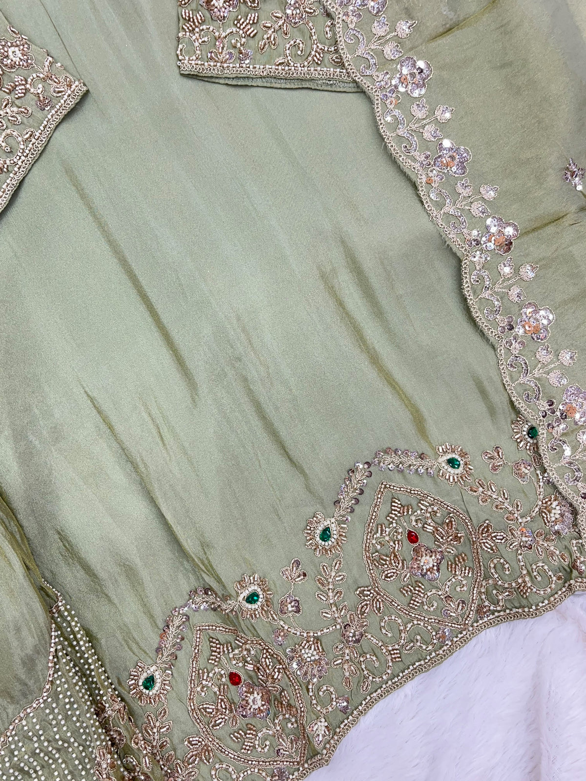 1425 Pakistani Sharara Set - Pista Green