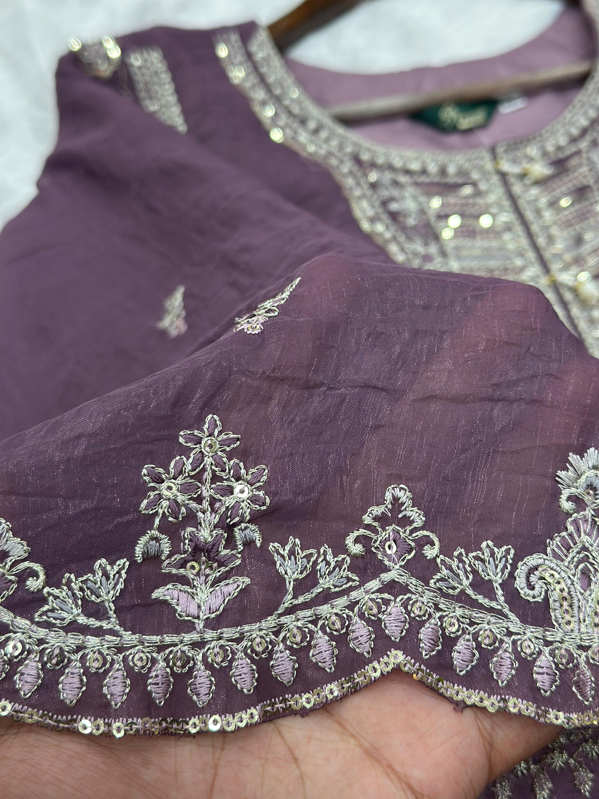 655 Pakistani Party-wear Gharara Set - Dusty Plum