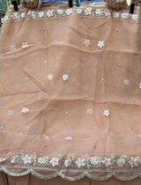 1438 Pakistani Unstitched Partywear - Peach