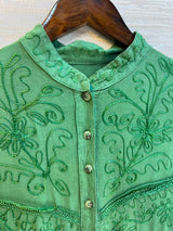 1205 Kashmiri Embroidered Coord Set - Parrot Green