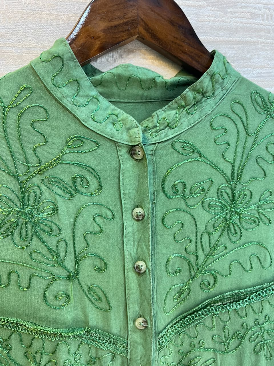 1205 Kashmiri Embroidered Coord Set - Parrot Green