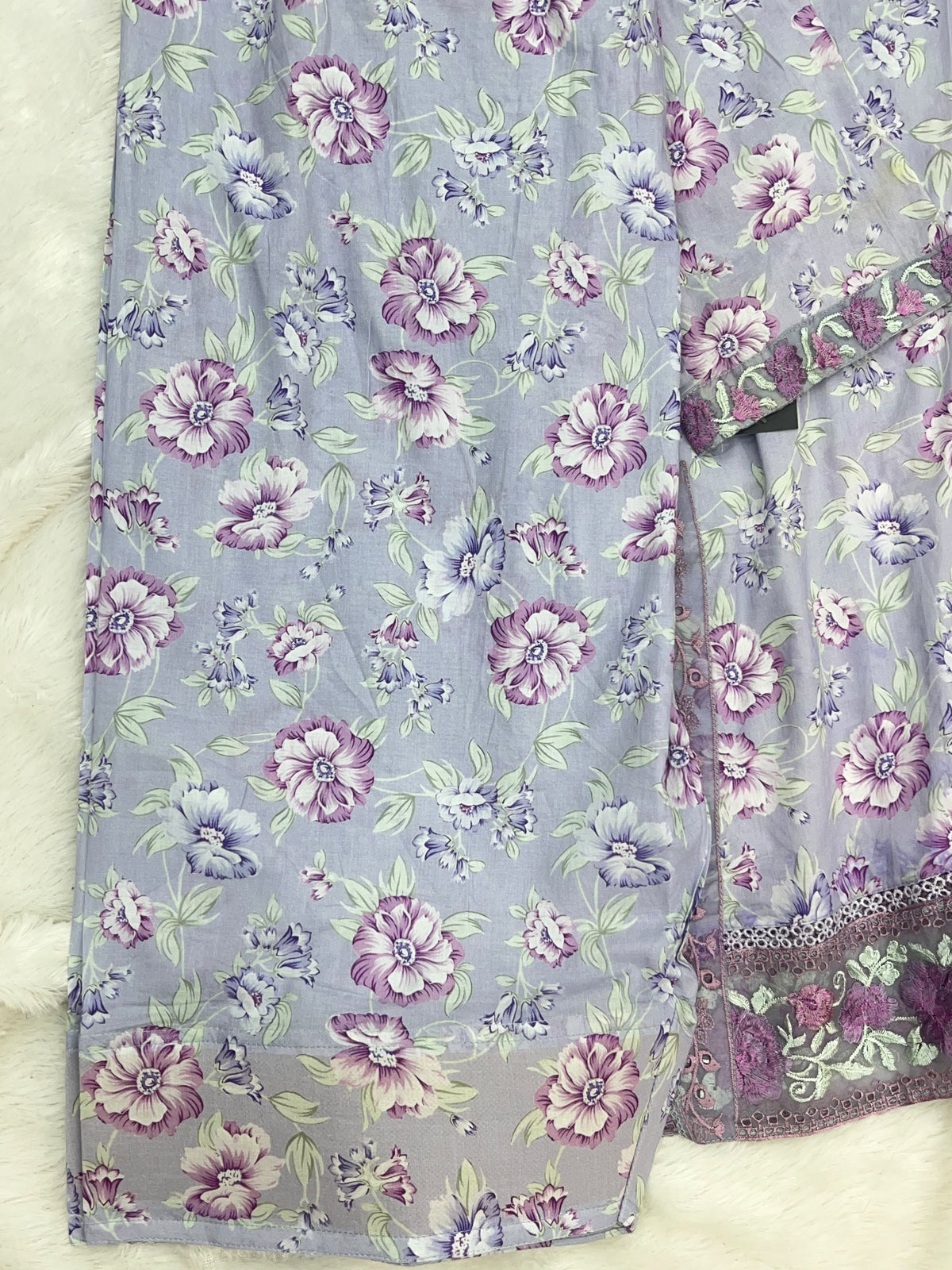 1441 Mausumery Foral Lawn Suit - Lavender