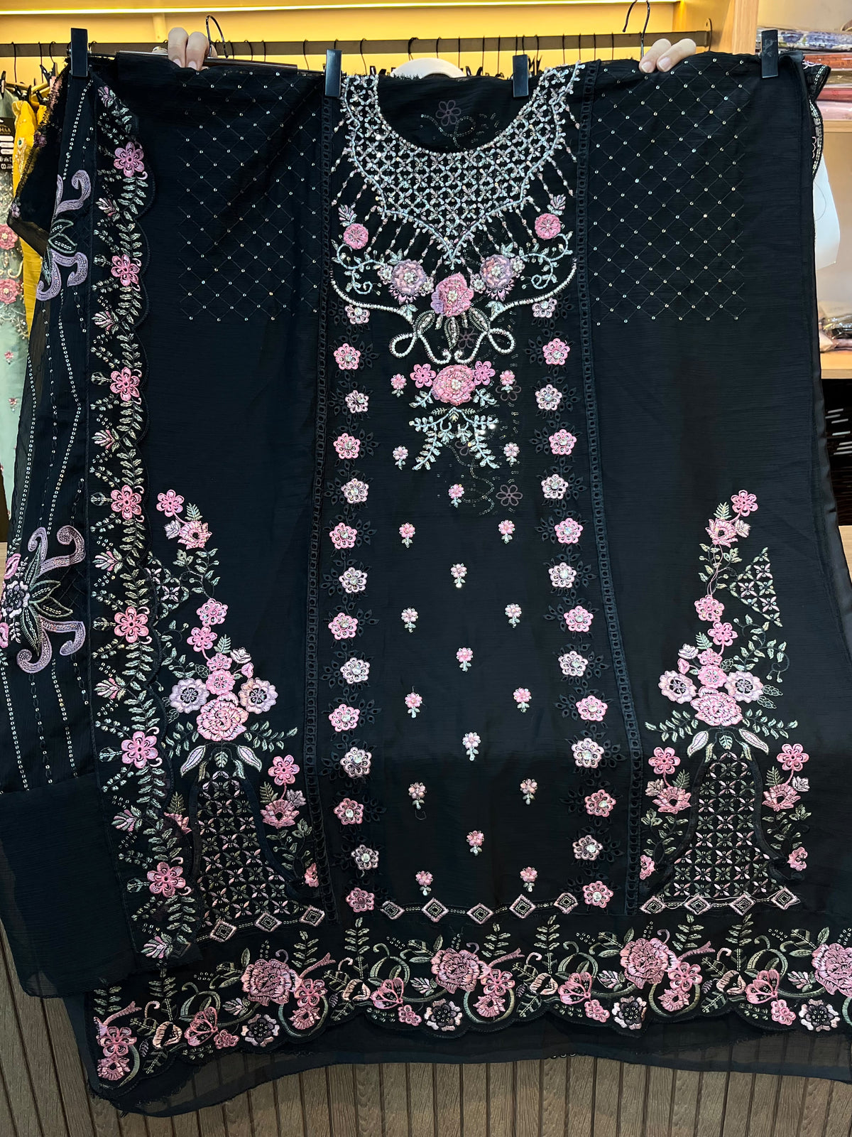1487 Pakistani Unstitched Party Wear - Black