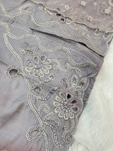 652 Pakistani Cut-Work Embroidery - Ash Lilac