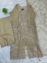 1434 Heavy Pakistani Partywear - Olive Green