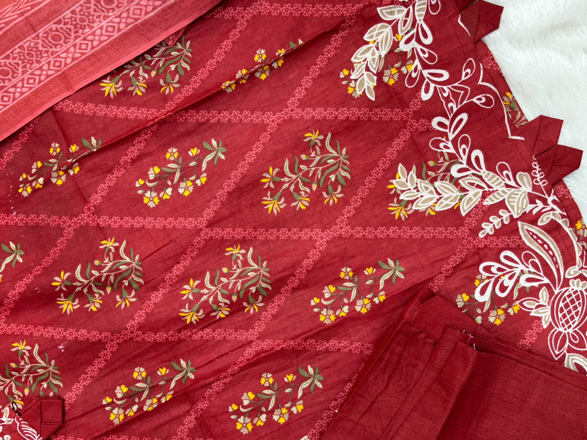1450 Pakistani Embroidered Suit - Maroon