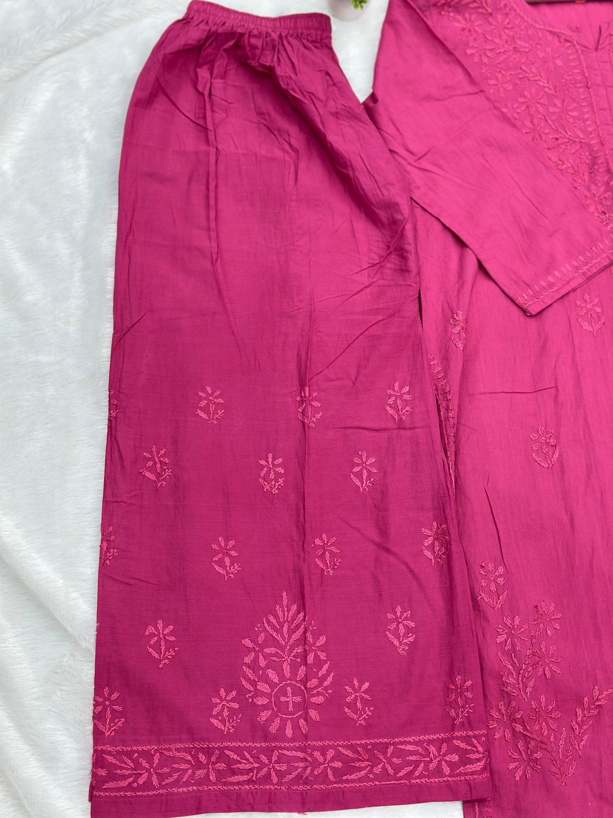 693 Lucknowi Palazzo Set - Magenta Pink