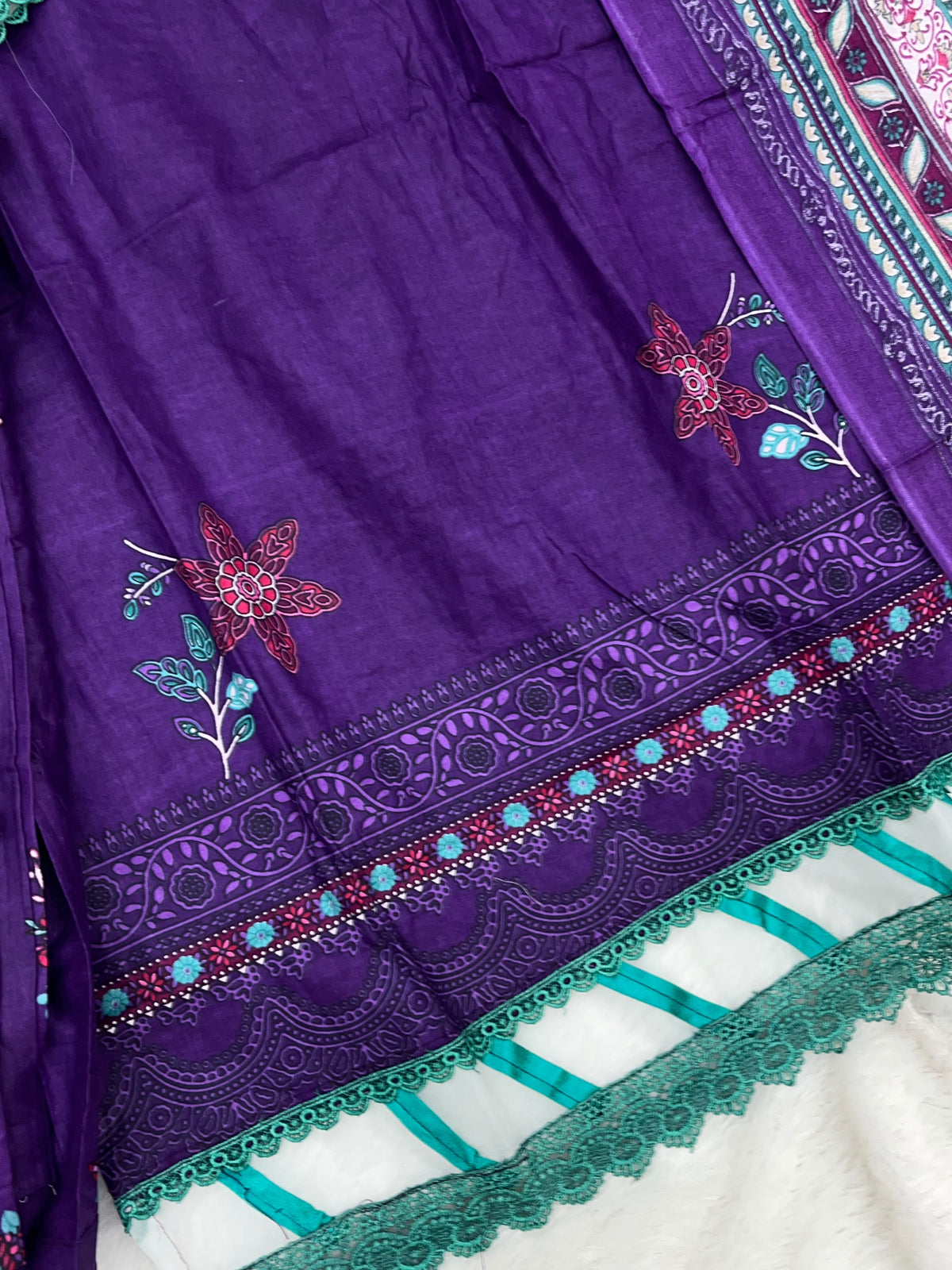 1451 Pakistani Embroidered Suit - Purple