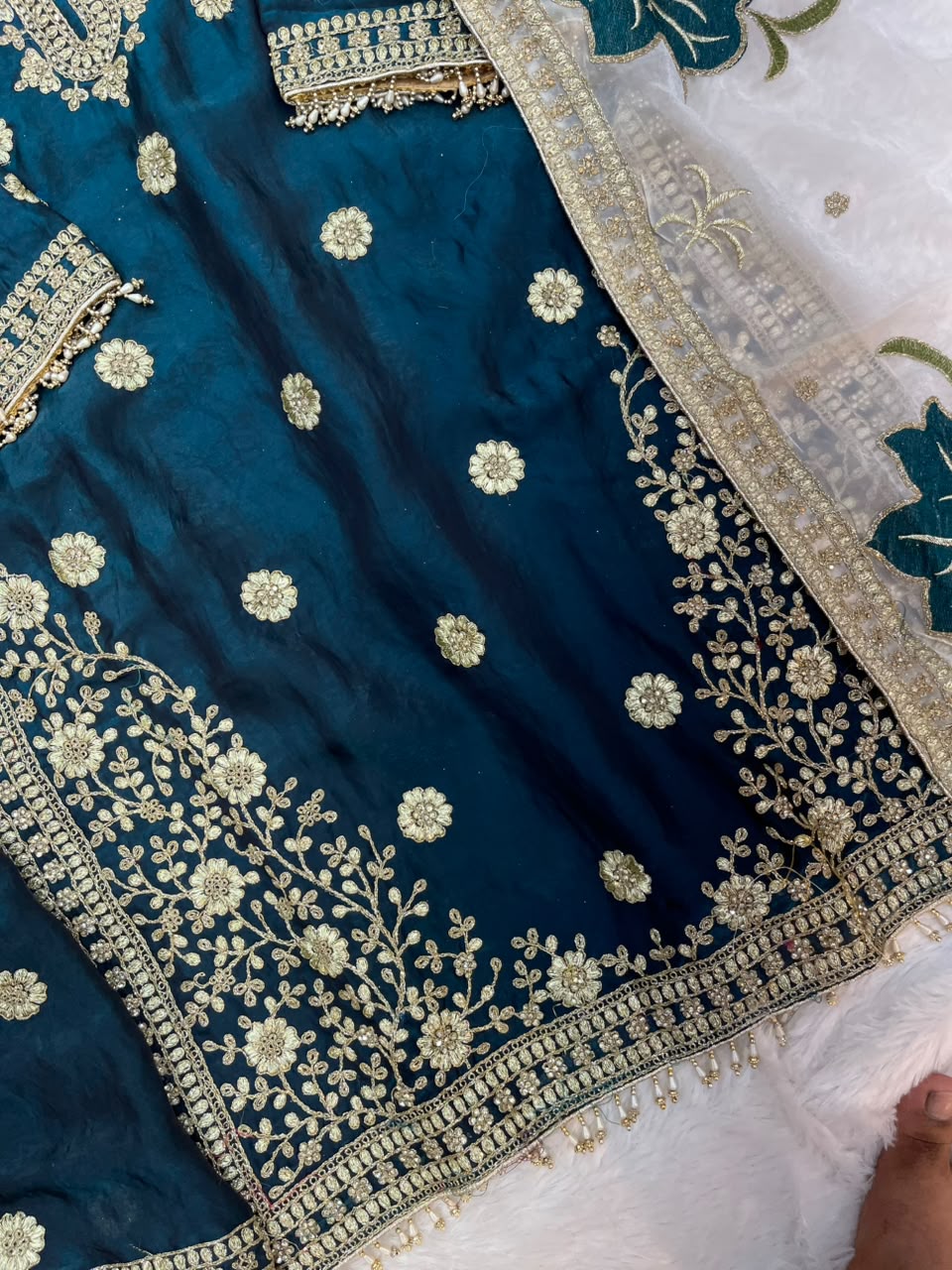 1489 Pakistani Party Wear - Teal Blue