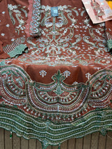 1782 Pakistani Unstitched Party Wear - Rust Brown