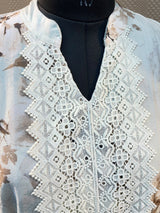 1380 Floral Turkish Lace-Work Gown - Ice Blue