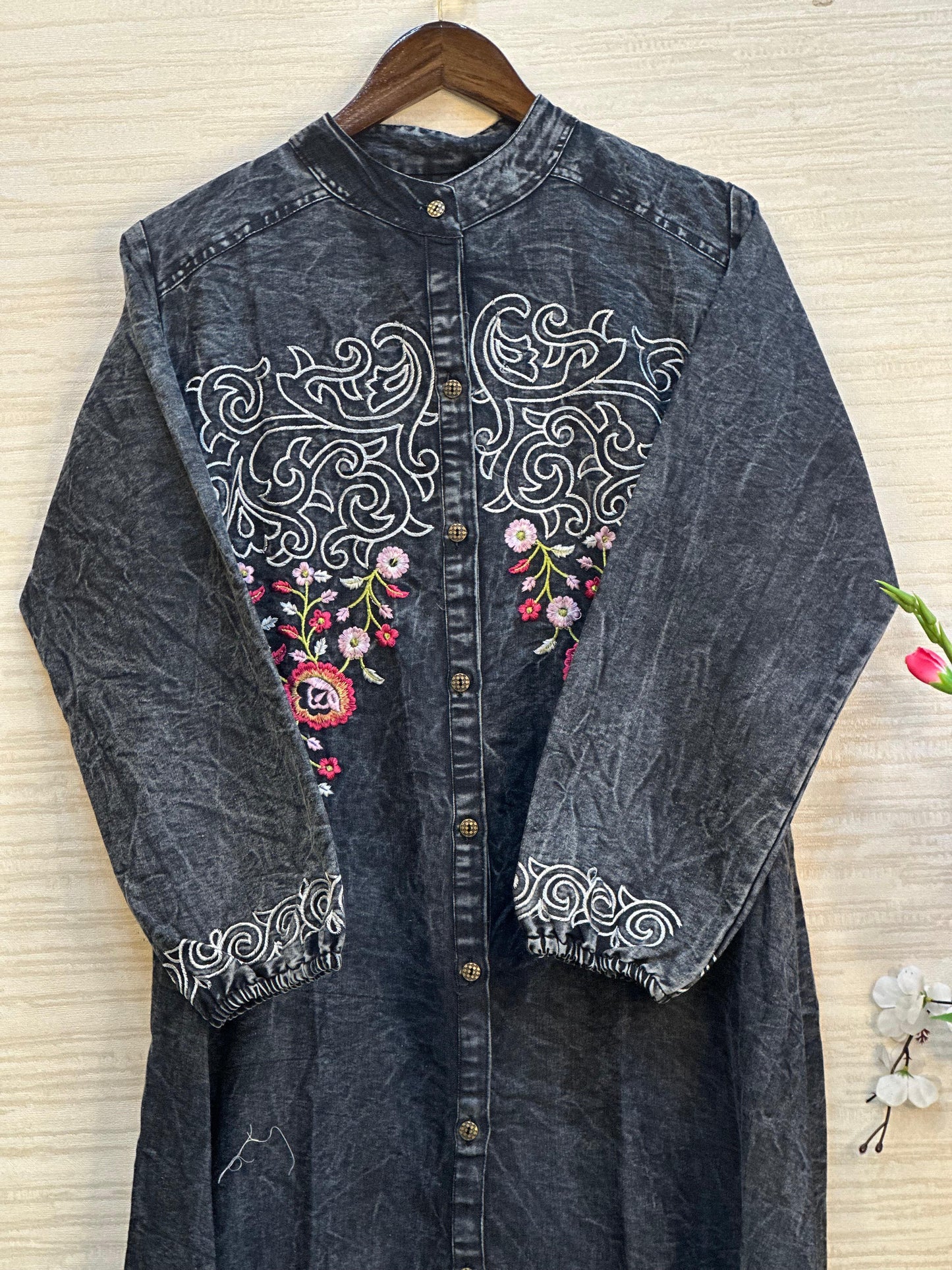 902 Denim Embroidered Coord-Set - Blue