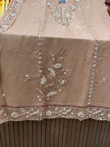 1447 Pakistani Unstitched Partywear - Dark Peach
