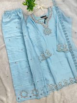 1431 Heavy Pakistani Partywear - Sky Blue