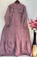 1210 Embroidered Denim Gown - Dusty Mauve