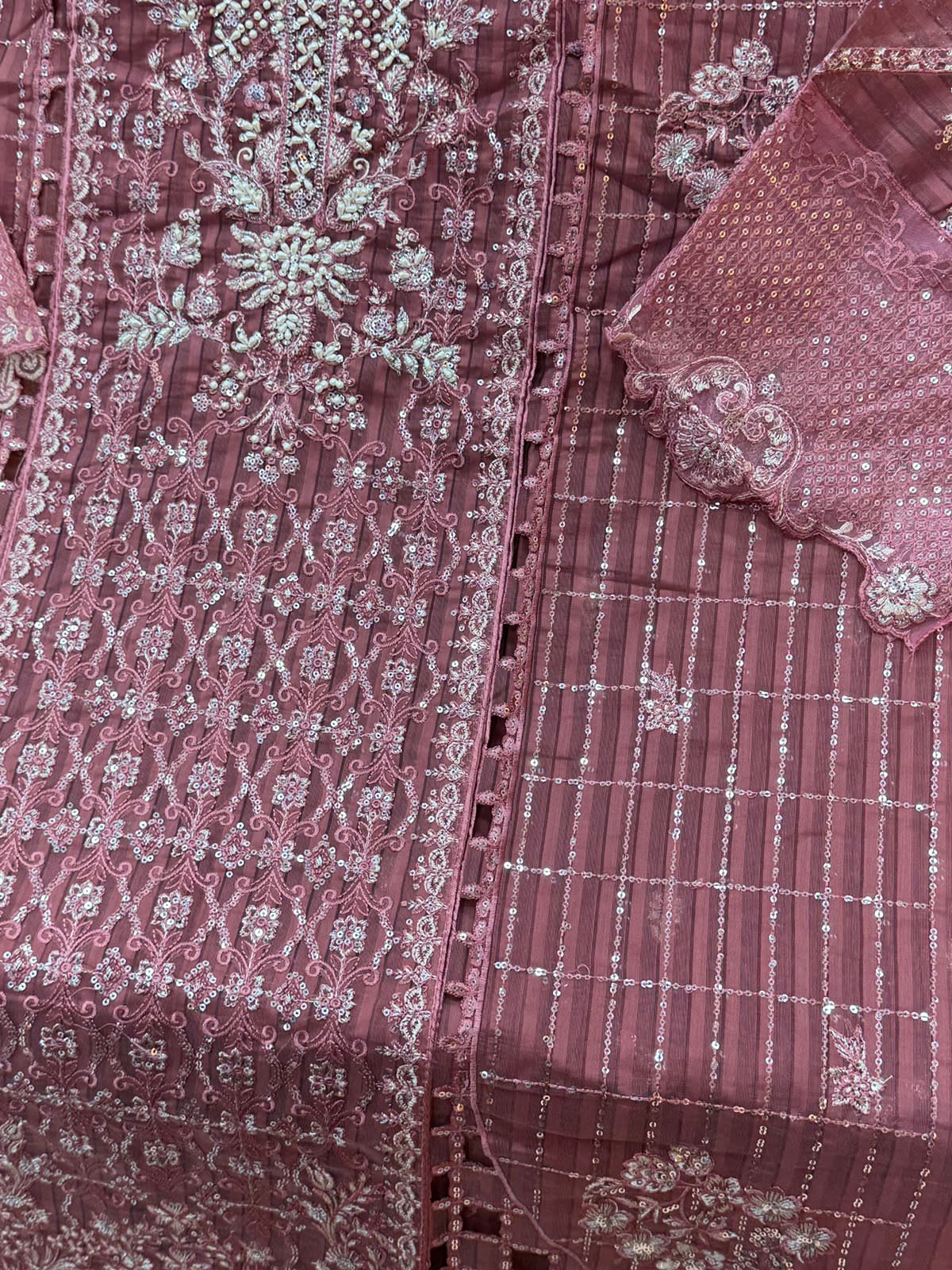 1436 Pakistani Unstitched Partywear - Onion Pink