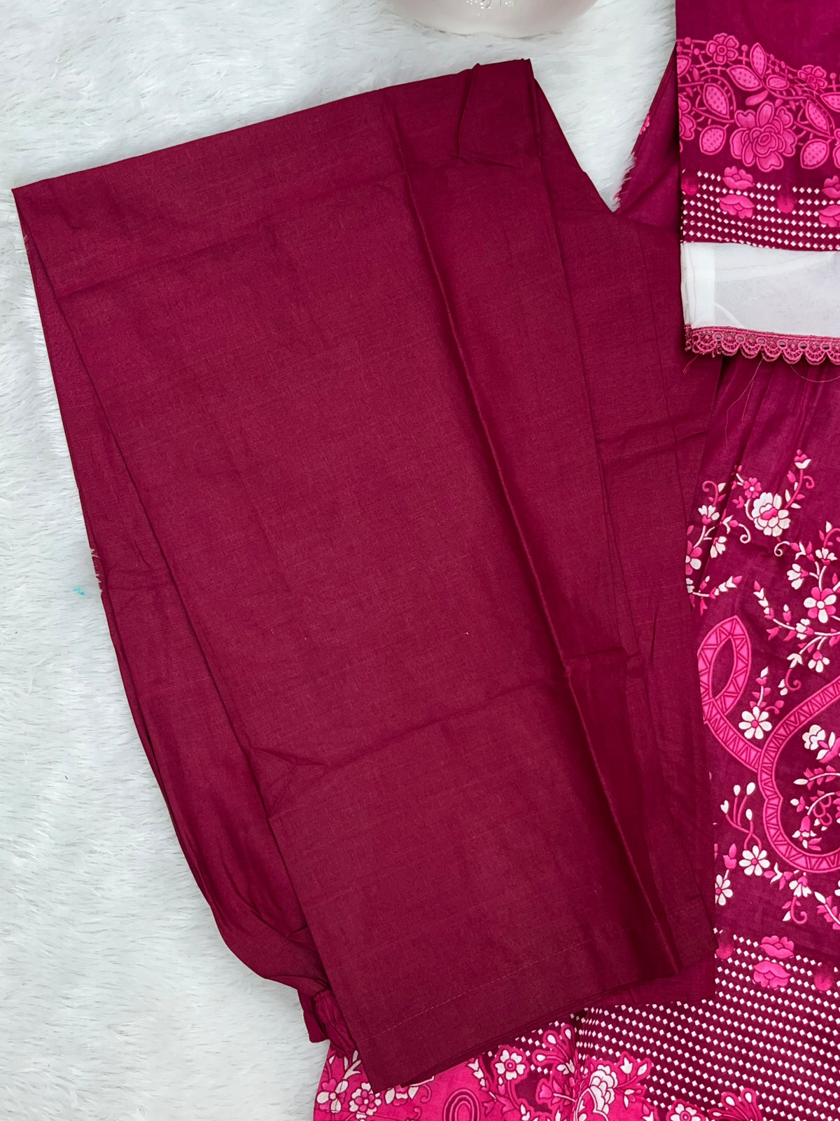 1451 Pakistani Embroidered Suit - Wine Red