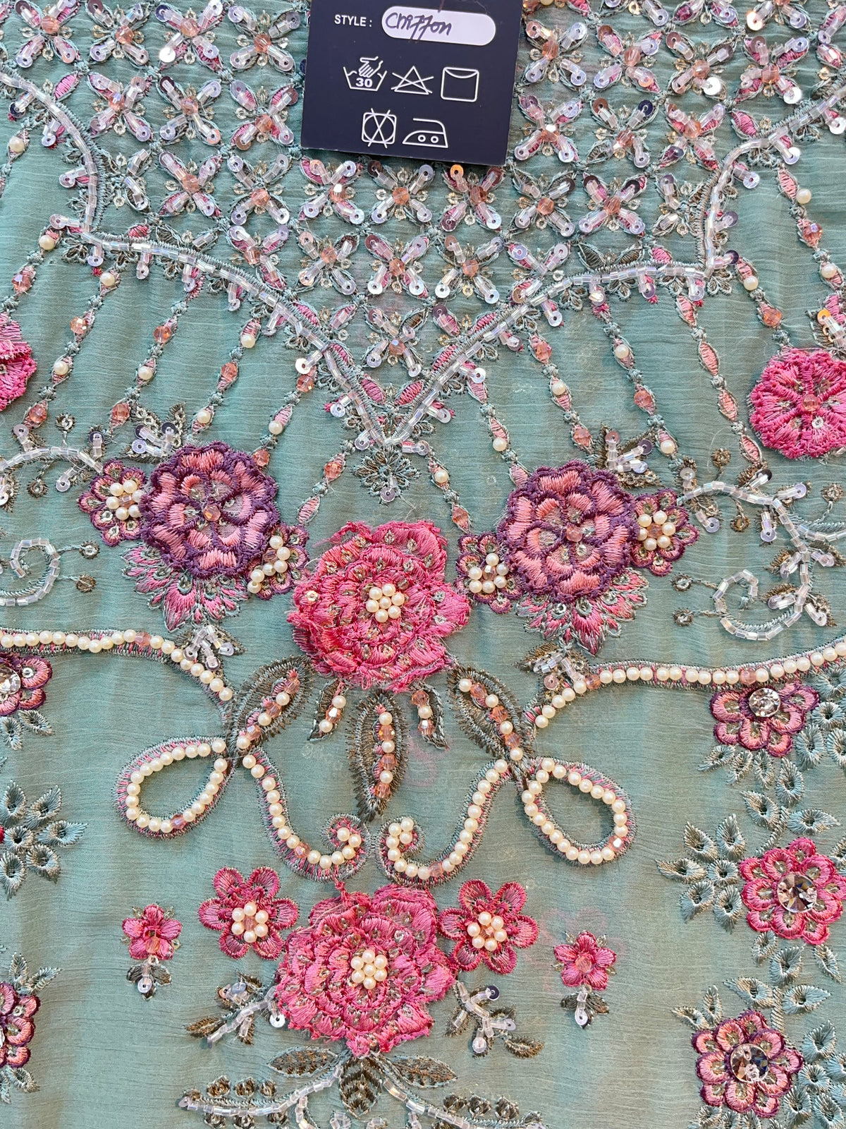 1487 Pakistani Unstitched Party Wear - Sea Green