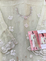 1438 Pakistani Unstitched Partywear - Pista Green