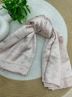 1187 Modest Satin Rhinestone Hijab - Beige Nude