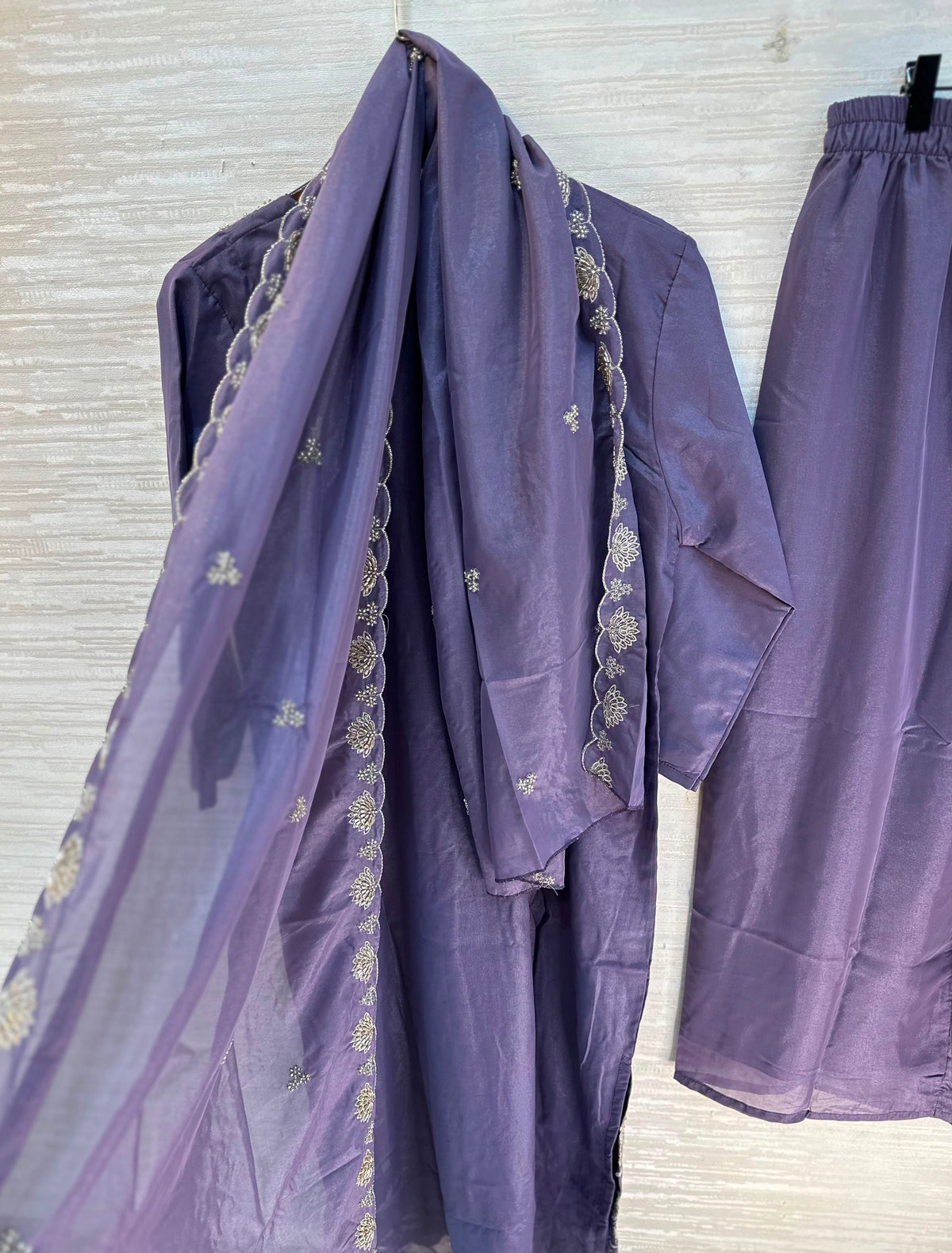 1204 Floral Hand-Work Partywear - Purple