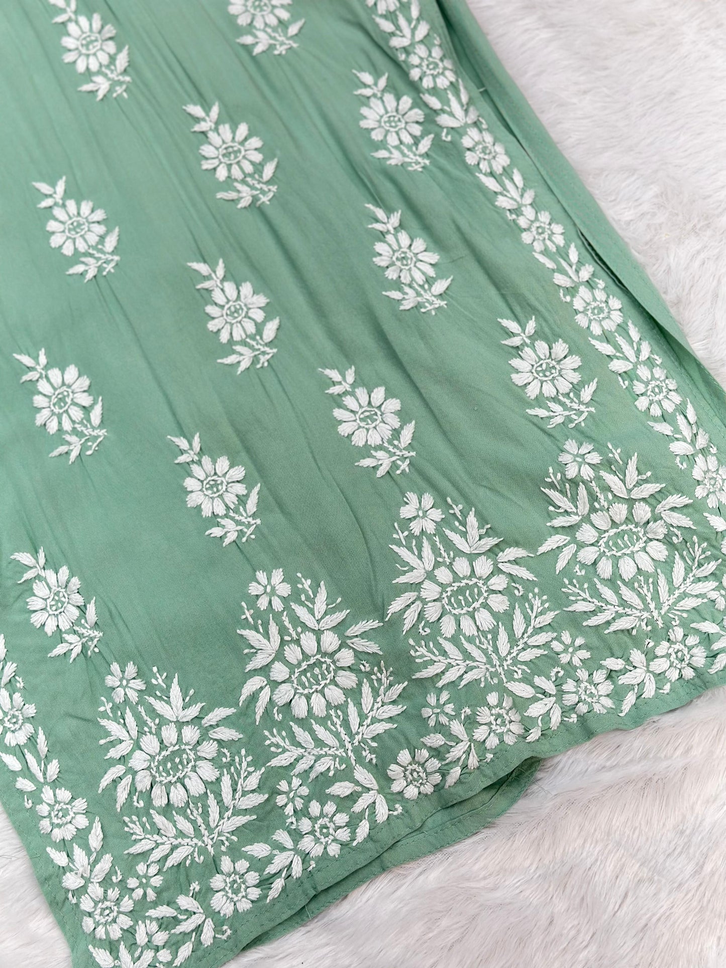 662 Lucknowi Palazzo Set - Pista Green