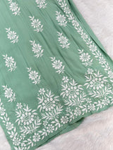 662 Lucknowi Palazzo Set - Pista Green
