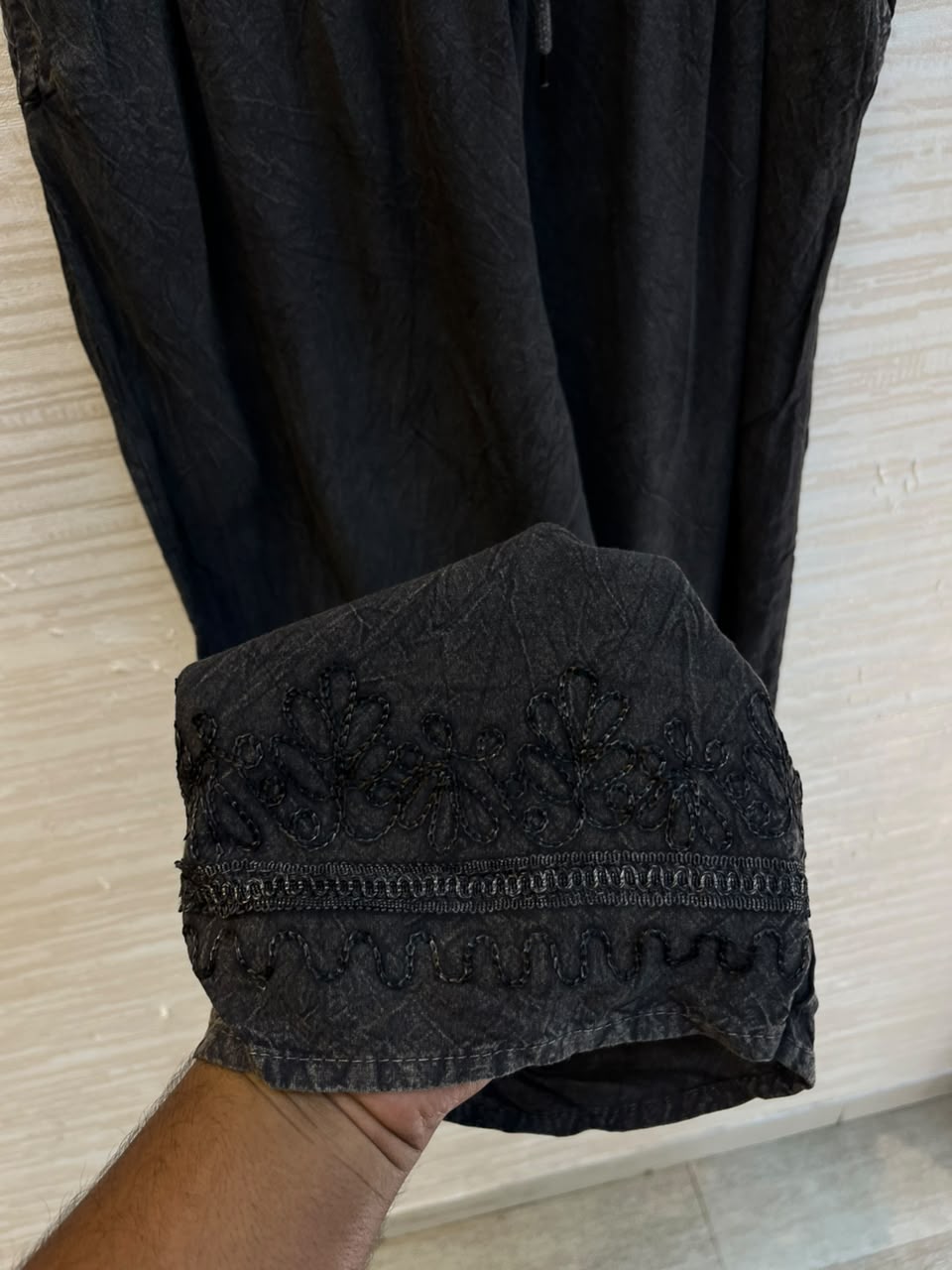1205 Kashmiri Embroidered Coord Set - Washed Black