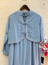 1208 Korean Jacket Gown Set - Sky Blue