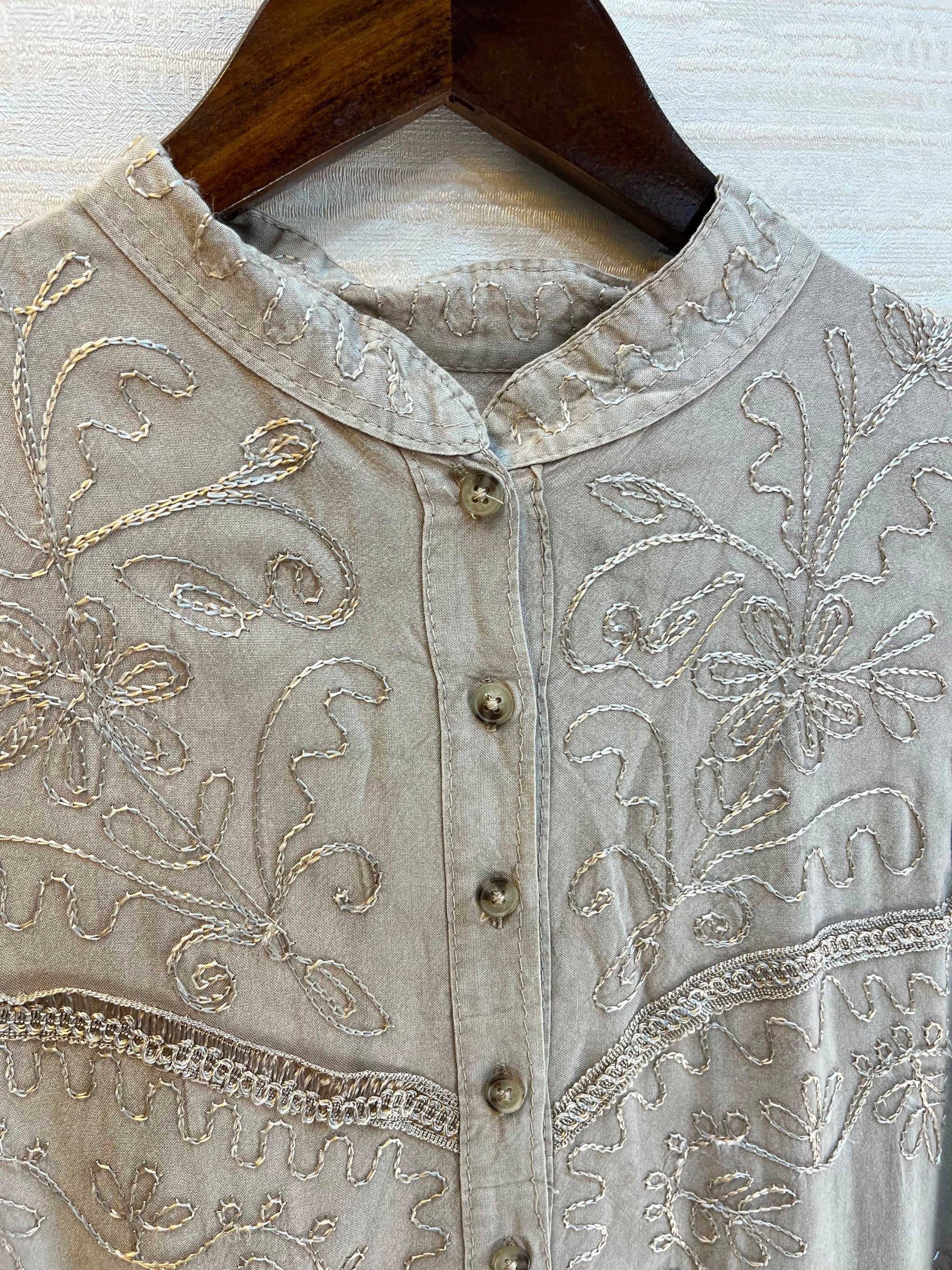 1205 Kashmiri Embroidered Coord Set - Ash Grey