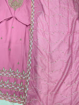 1204 Floral Hand-Work Partywear - Dusty Pink