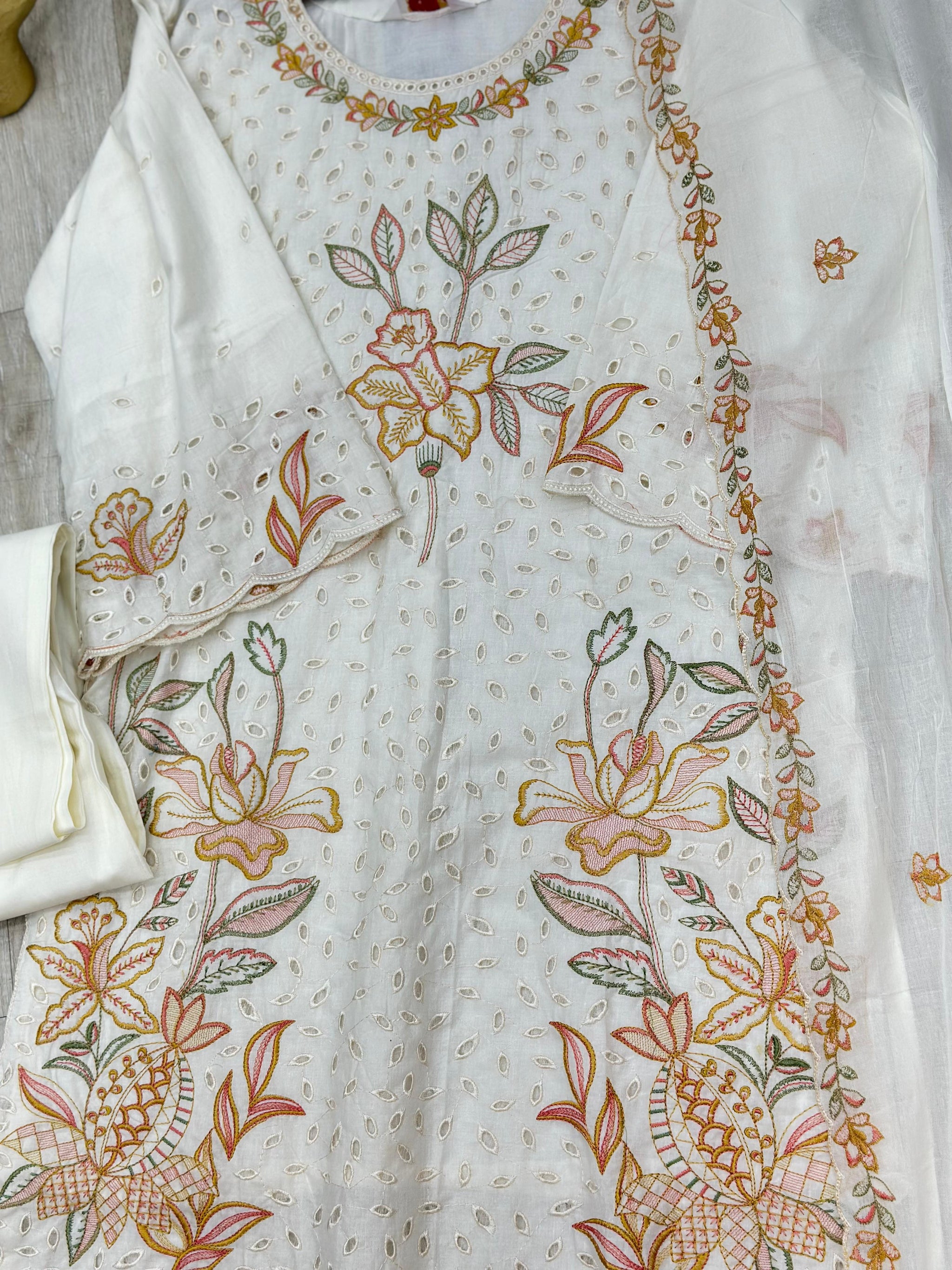 631 Premium Pakistani Lawn Suit - Ivory