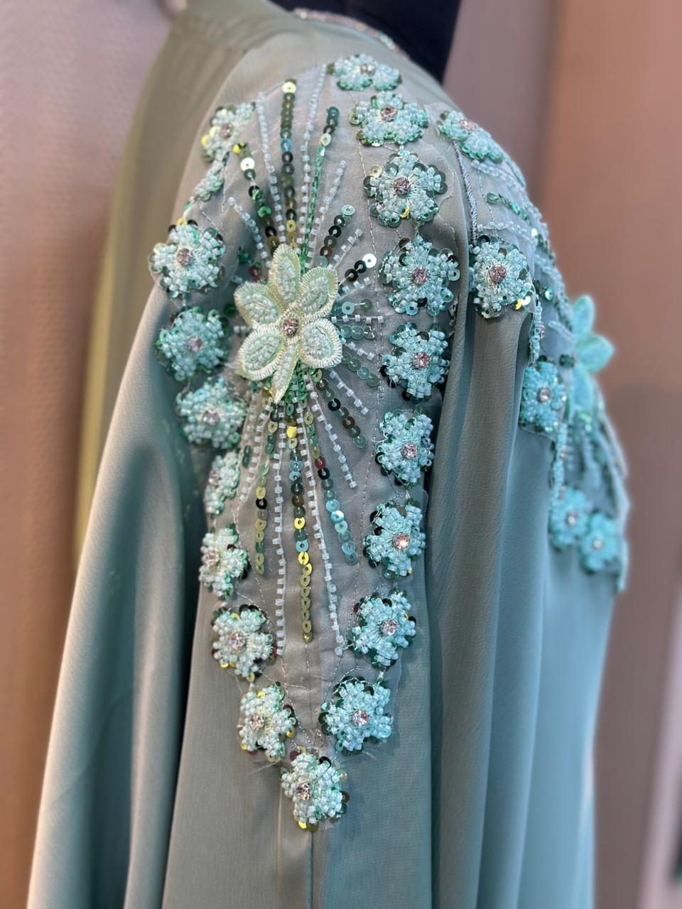 648 The Premium Abaya - Seafoam Green