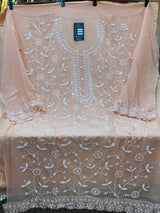 1452 Pakistani Unstitched Partywear - Peach