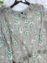 1441 Mausumery Foral Lawn Suit - Beige