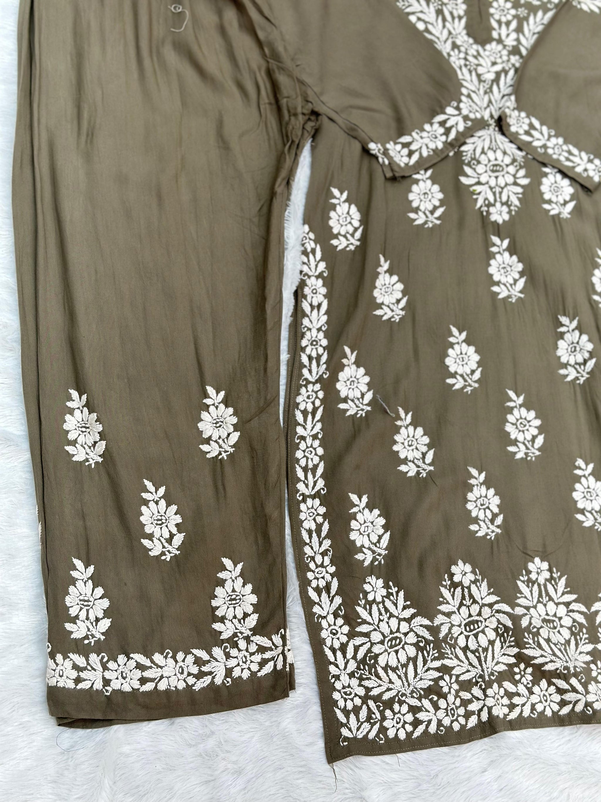 665 Lucknowi Palazzo Set - Gray
