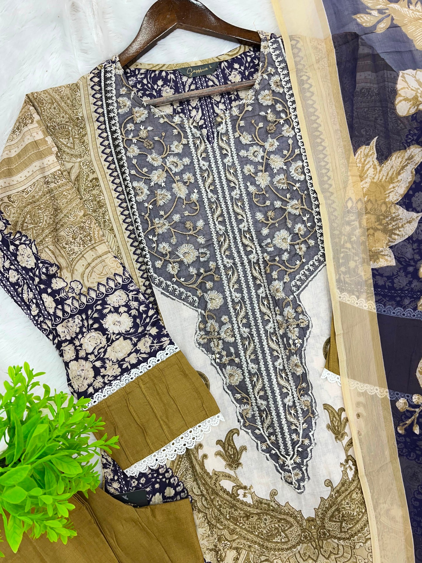 1212 Pakistani Lawn Suit - Mustard