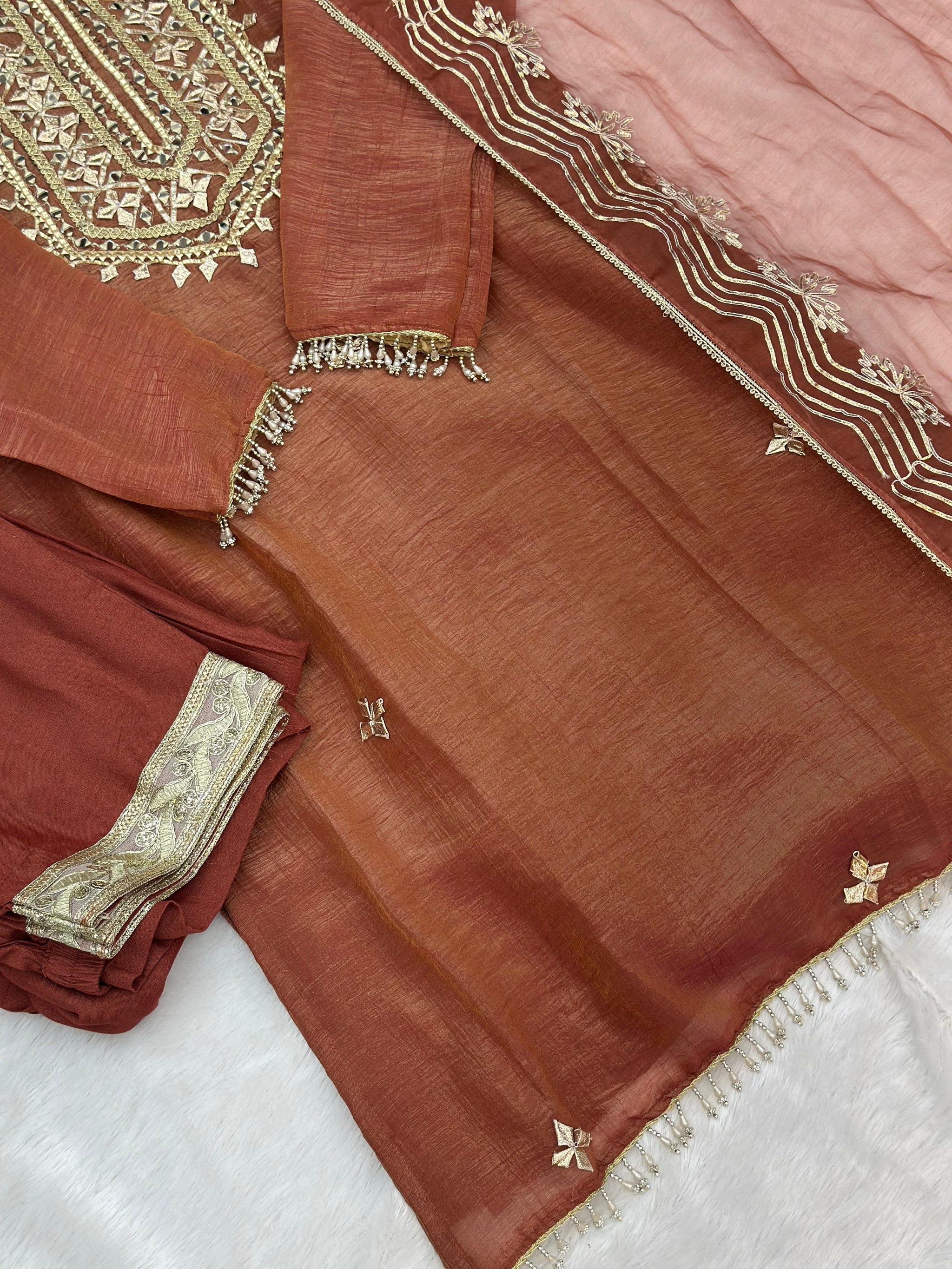 656 Regal Gota-Patti Georgette Set