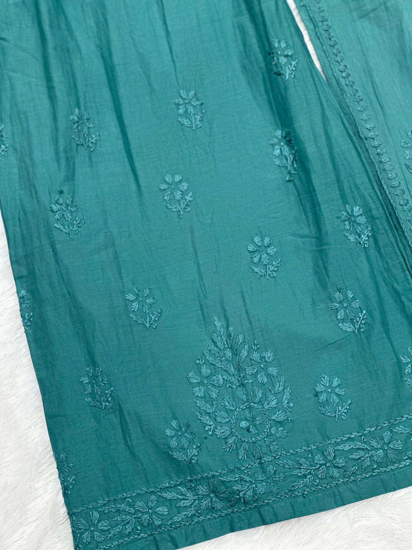 693 Lucknowi Palazzo Set - Turquoise Blue