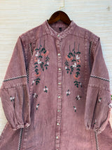 1210 Embroidered Denim Gown - Dusty Mauve