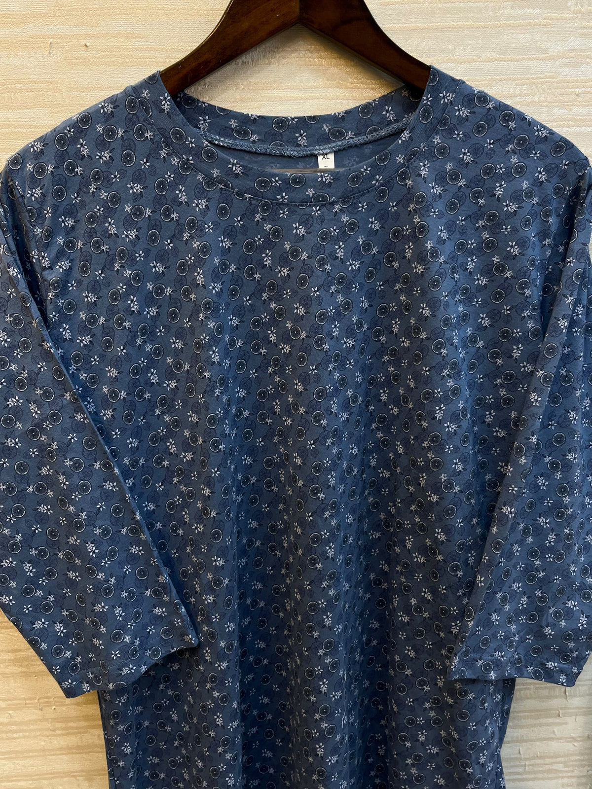 1448 Korean Printed Night Wear - Slate Blue