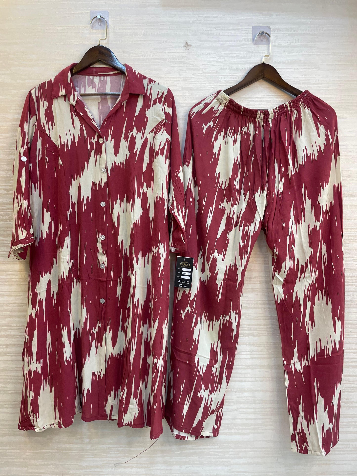 974 Floral Printed Coord-Set - Ikat Maroon
