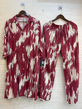 974 Floral Printed Coord-Set - Ikat Maroon