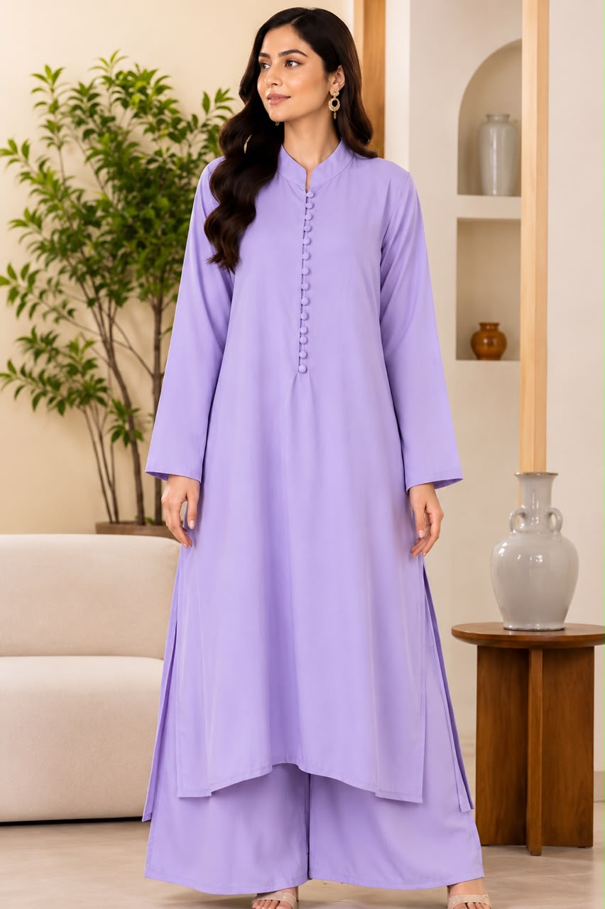 1062 Modest Mandarin Coord Set - Lilac
