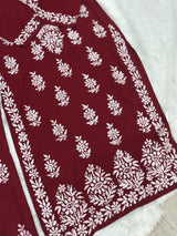 664 Lucknowi Palazzo Set - Dark Red