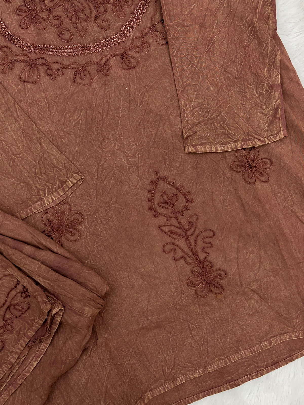 1403 Kashmiri Embroidered CoordSet - Brick Brown