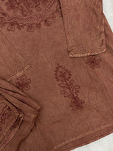 1403 Kashmiri Embroidered CoordSet - Brick Brown