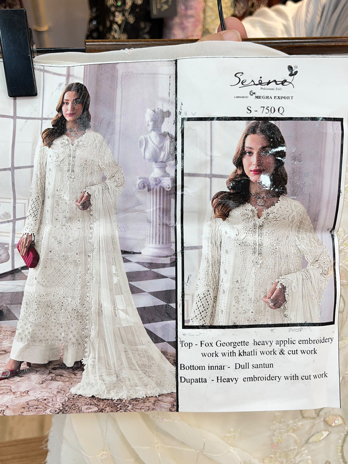 1488 Pakistani Unstitched Party Wear - Cream